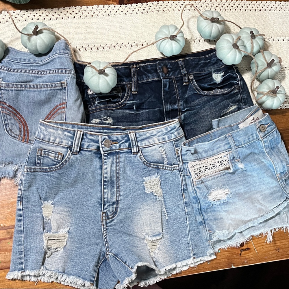 Hollister, American Eagle & SHEIN Denim Shorts Set. Size 4 & 5
